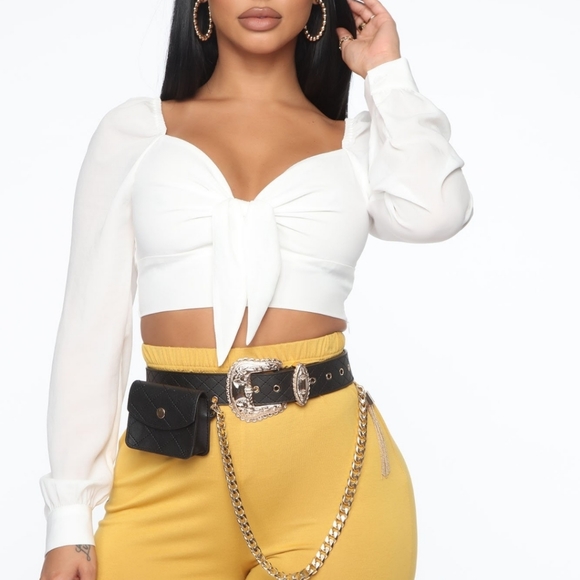 Fashion Nova Tops - Crop Top Blouse - Ivory